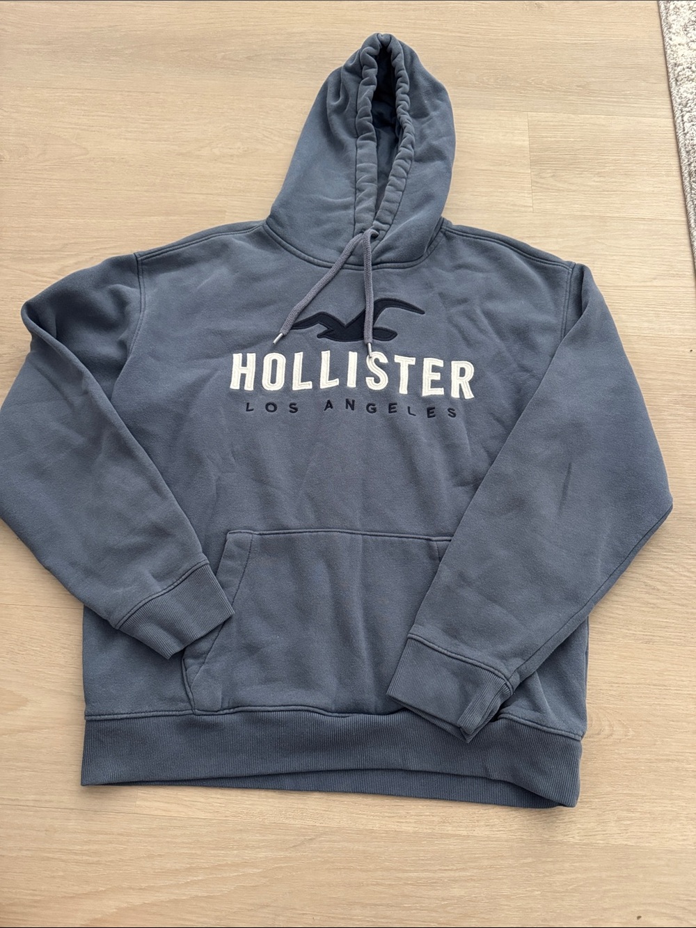Hollister Slate Blue Logo Hoodie with Front Pocket
